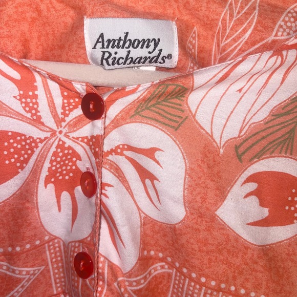 Vintage Anthony Richards Orange Floral Muumuu House Dress Women's Medium - Picture 3 of 3